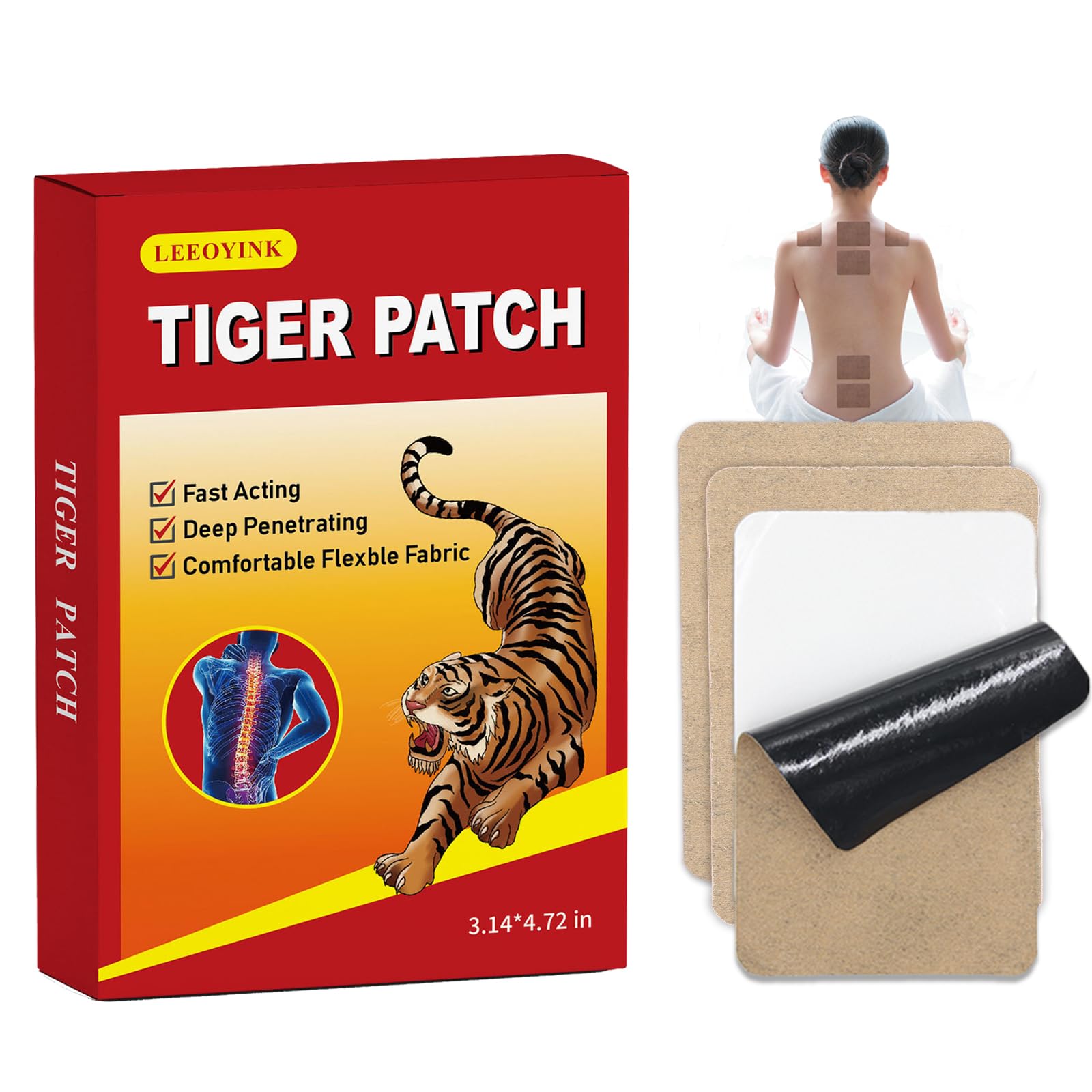 LEEOYINK 80 PCS Tiger Patches – Natural Ultra Strength Heat Patches for Muscle & Joint Relief – Ideal for Knee, Shoulder, Neck, Back – Herbal Muscle