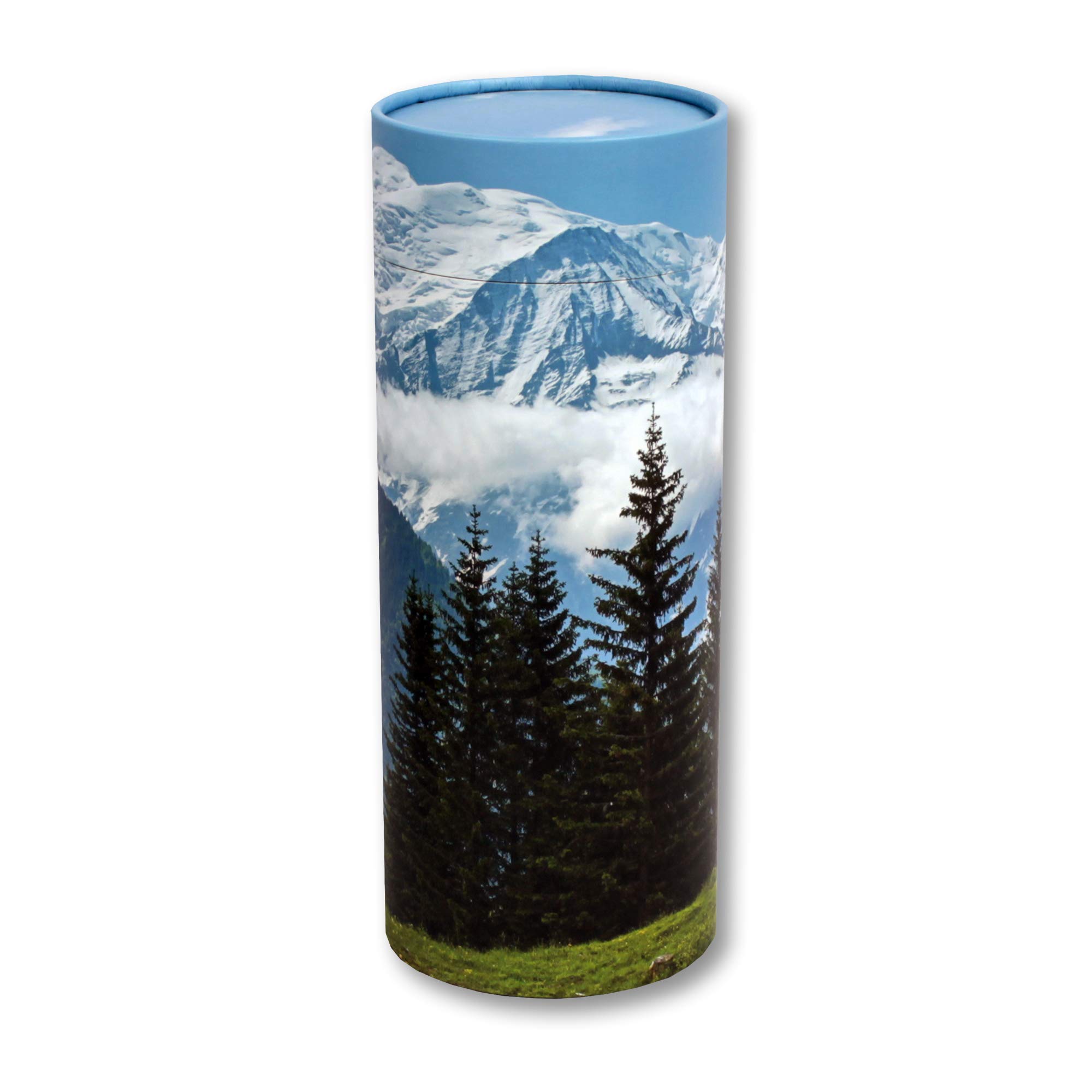Silverlight UrnsScattering Tube, Biodegradable Urn for Scattering Ashes, 12 Inches Long, Cardboard and Paper Cremation Urn (Mountain Views)