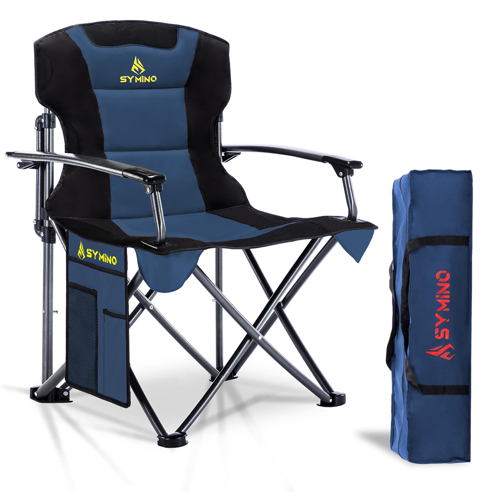Symino Chaise Pliante Camping Max de 150kg avec Accoudoirs - Fauteuil Pliable pour Jardin/Pêche/Extérieur Braun