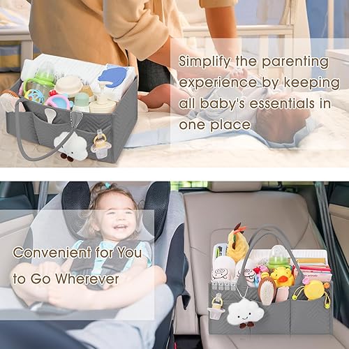 Miniatura 6 de Skycase Organizador grande de pañales, organizadores de bebé y almacenamiento para artículos esenciales para recién nacidos, cesta de almacenamiento