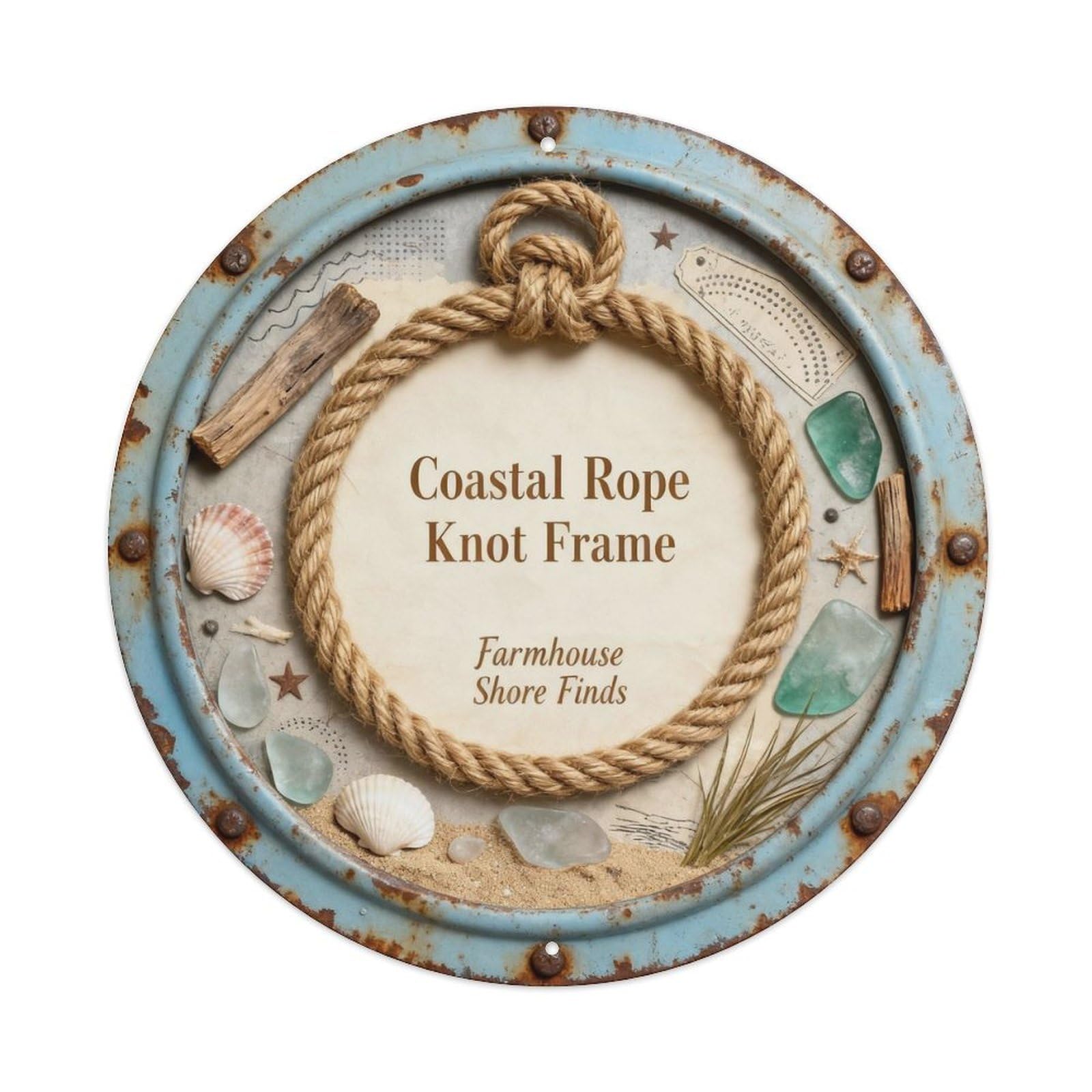Coastal Rope Knot Frame Metal Tin Sign Plaque