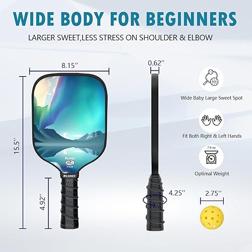 Miniatura 5 de Paletas de pickleball, juego de 2 paletas de pickleball aprobadas por USAPA, juego de pickleball de superficie de fibra de vidrio, 1 bolsa de