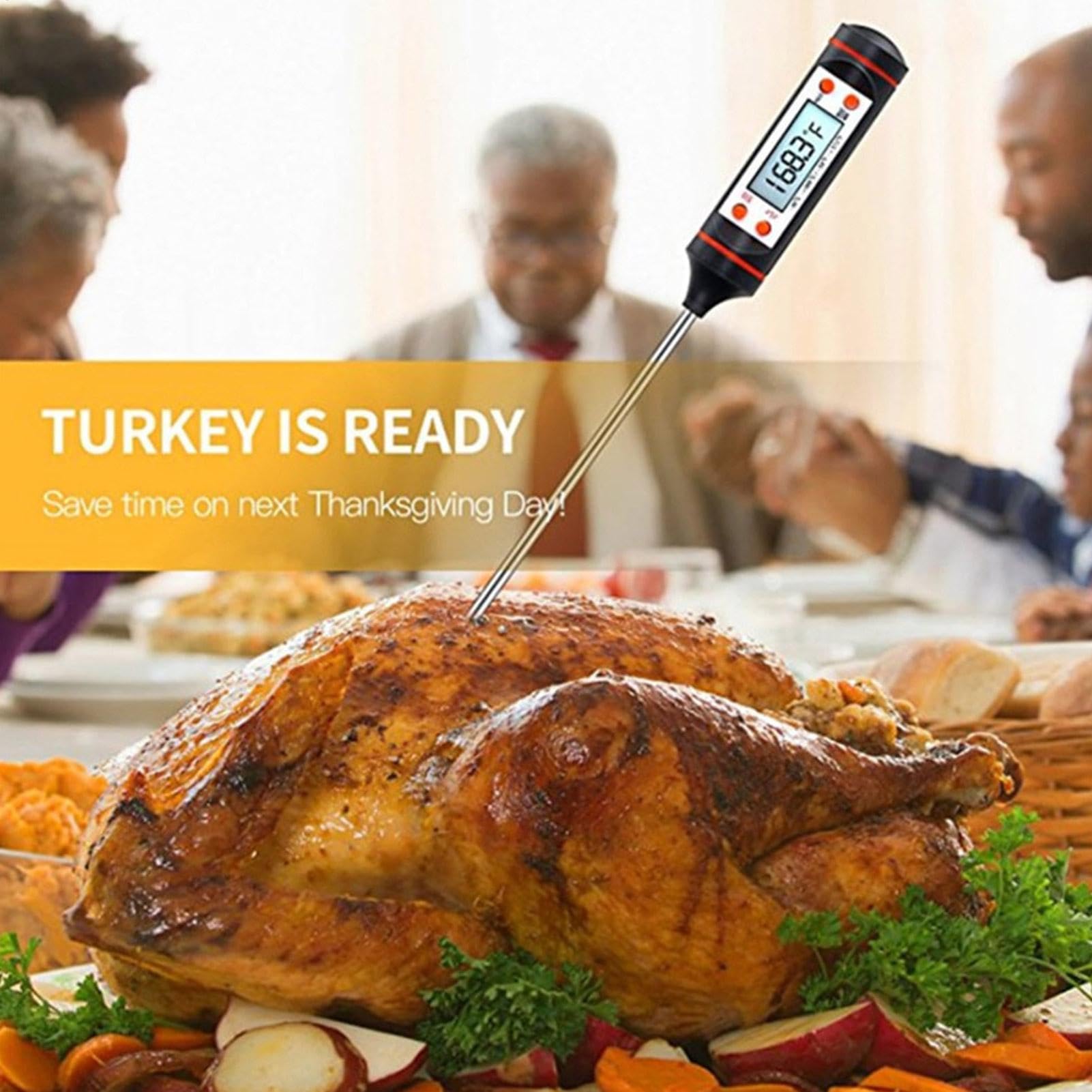 Digital Restaurant Thermometer - Meat Thermometer Food Thermometer - Instant Read Food Thermometer for Cooking - Kitchen Thermometer Reversible Display for BBQ Grill