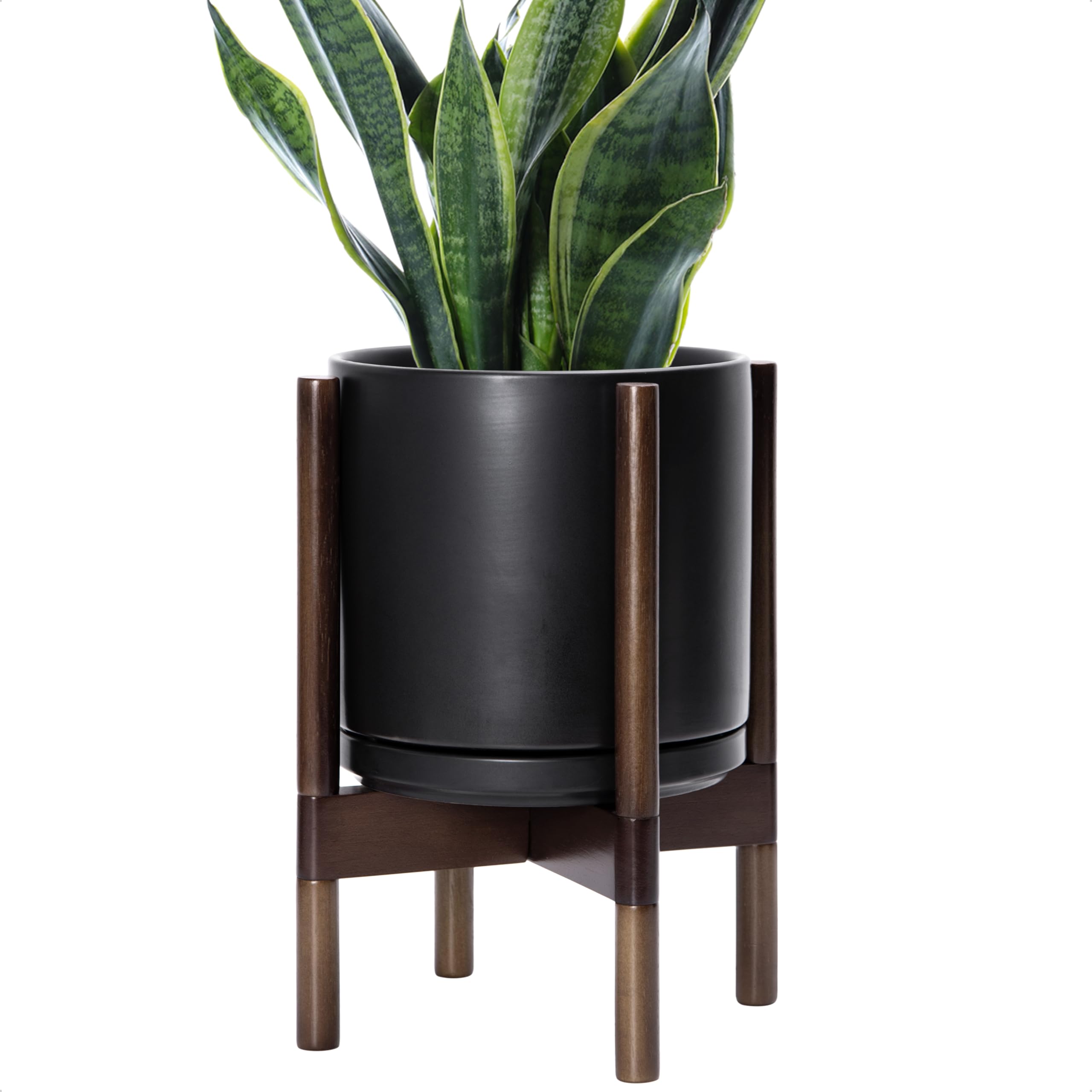 Amazon.com : D'vine Dev Ceramic Planter with Walnut Color Stand