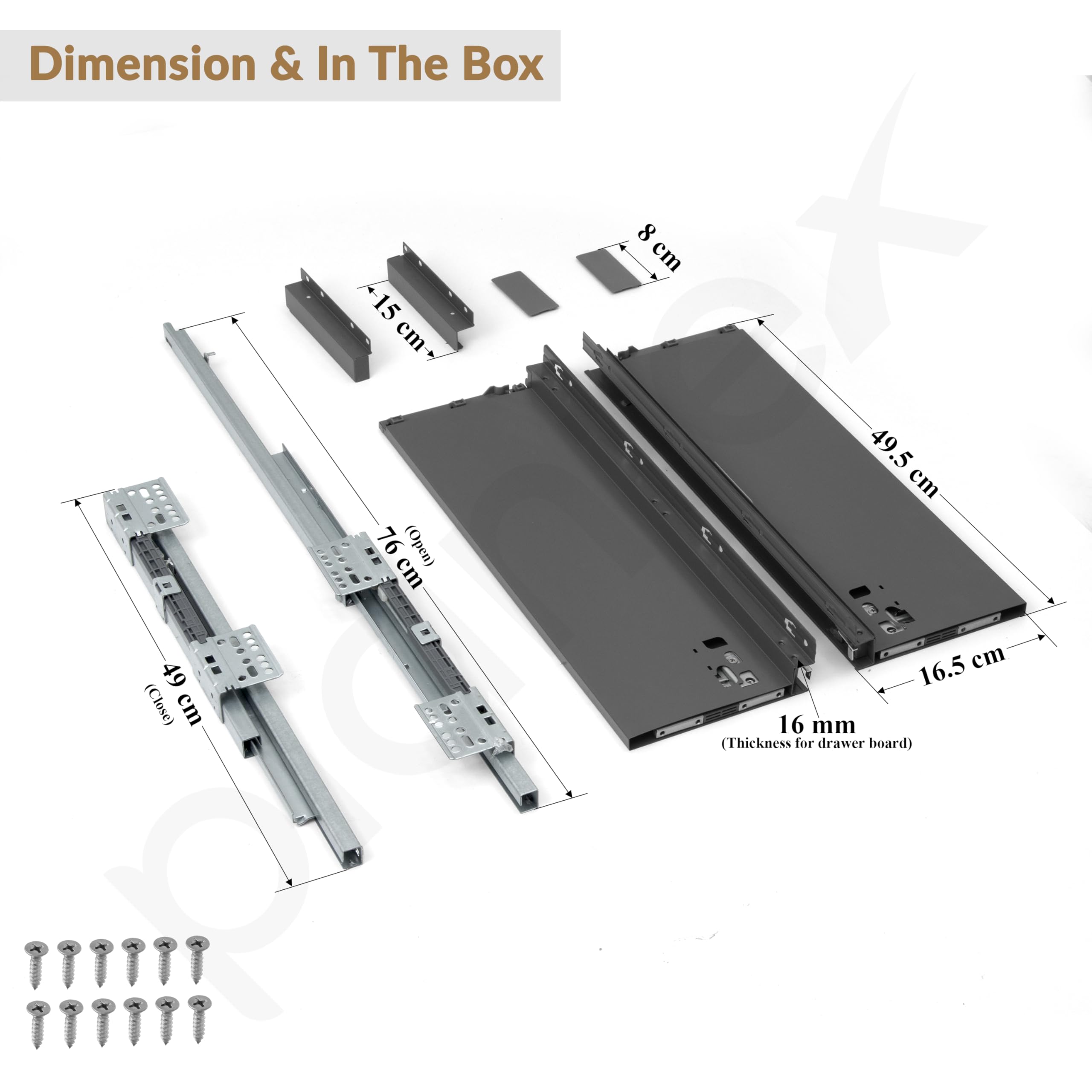 Plantex Tandem Box Drawer for Kitchen/Soft Close Tandem Box for Modular Kitchen/Tandem Basket/Load Capacity Upto 45 Kg - Grey (20 x 8 inch) 1