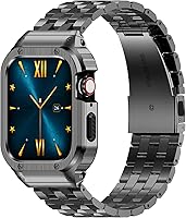 Vista 13 de HASLFM Correa de acero inoxidable con funda compatible con Apple Watch Series 9, 8, 7 (1.614 pulgadas), 6 5 4 SE3/2/1 (1.575 pulgadas), Series 3, 2