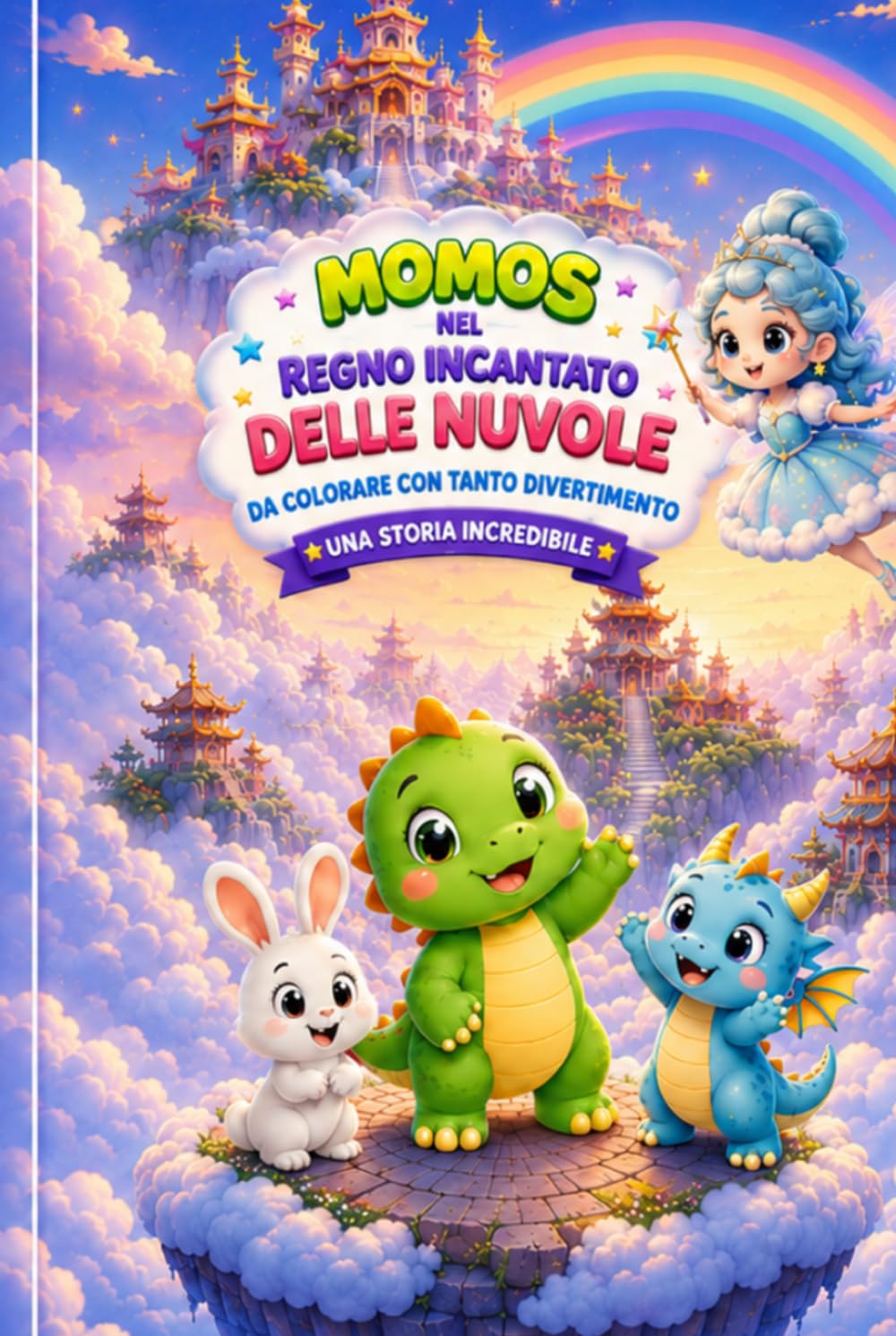 Momos nel Regno delle Nuvole Incantate – Colorare con Tanto Divertimento- Una Straordinaria Avventura: Colorare con Dinosauri Magici Nuvole Incantate ... Basate sulla Storia per Bambini dai 4 agli 8