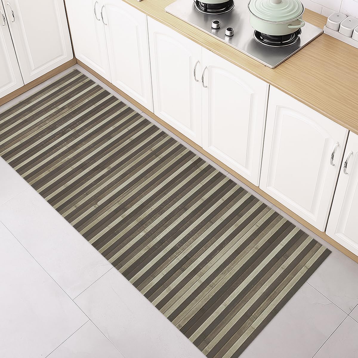 SaRani Tapis Long en Bambou à Lamelles, Fond Antidérapant en Caoutchouc (Tortue Dégradé, 400x50 cm)