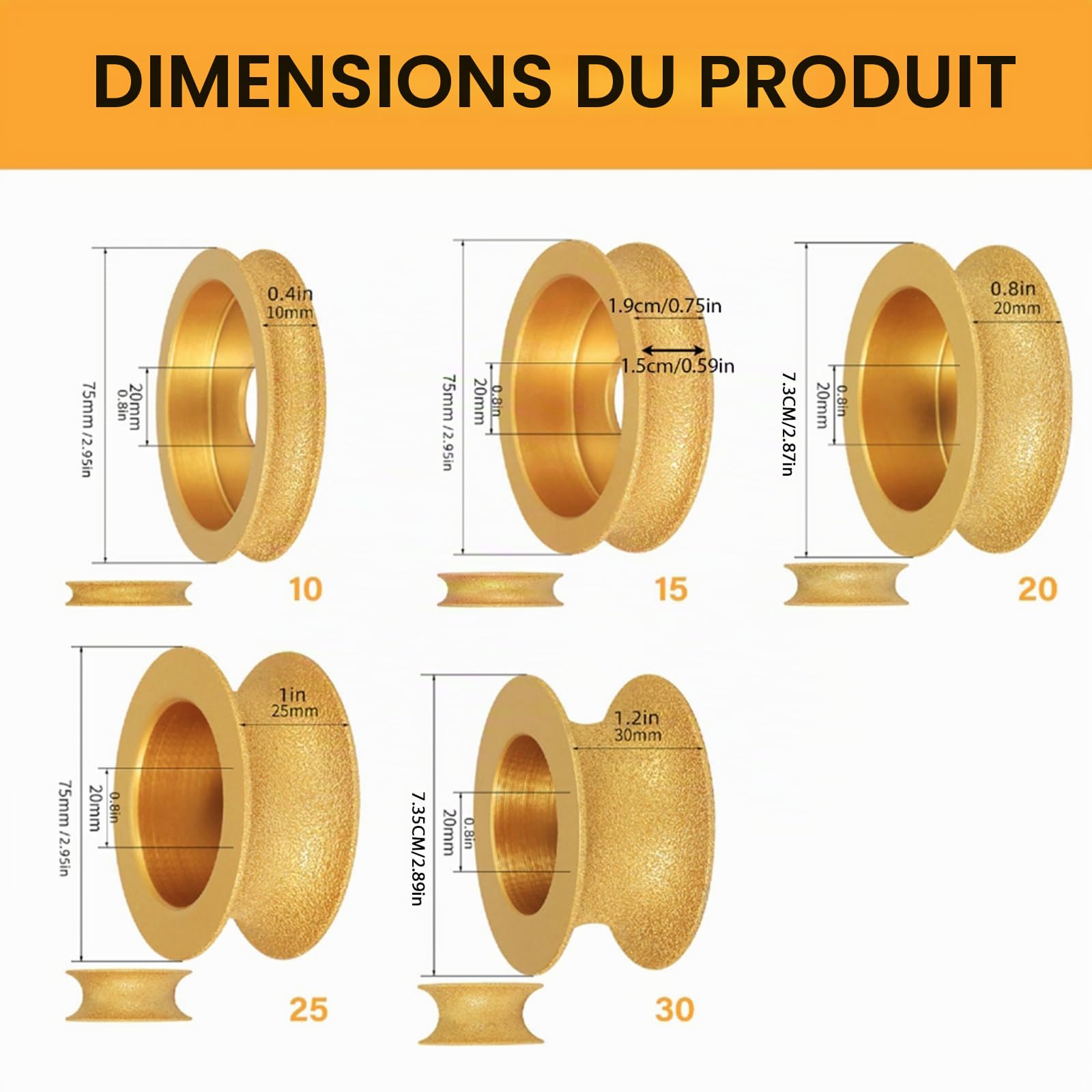 Roue De Polissage Ronde En Diamant Brasé Alésage De 10/15/20/25/30mm Bordure Céramique Pour Carrelage Marbre Granit Meuleuse D'angle Pierre
