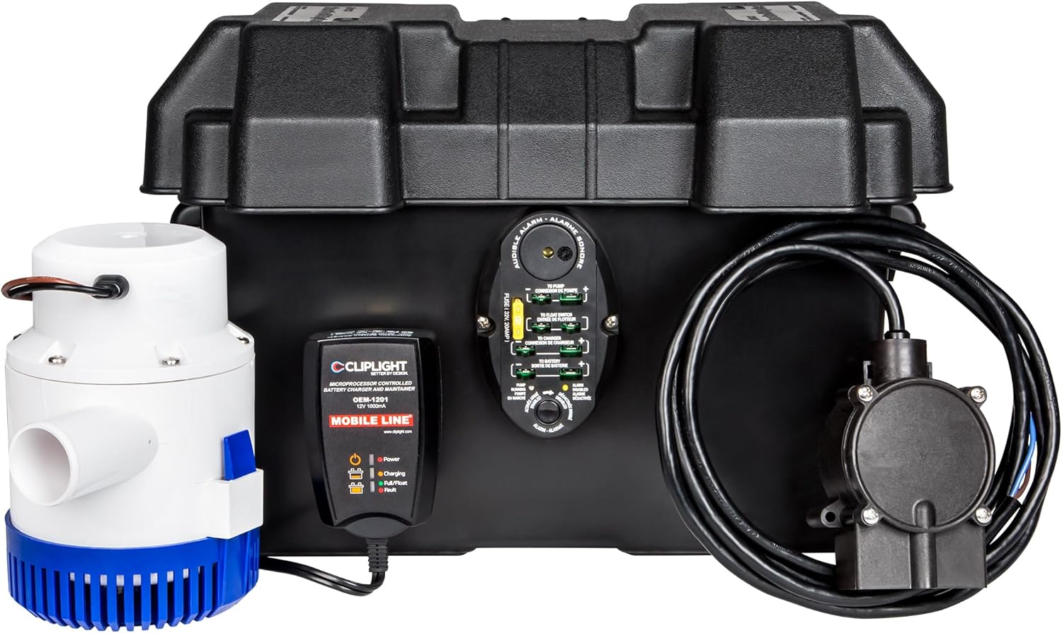 Red Lion RL-SPBS 12-Volt, 3240 GPH Enhanced Battery Back-Up Sump System With 12-Volt Back-Up Sump Pump, Battery Charger and Junction Box, Black, 14942792