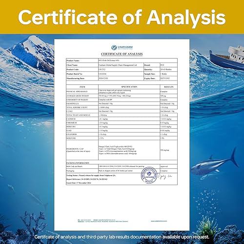 Miniatura 7 de HUJ Aceite de pescado Omega 3 1000 mg cápsulas blandas - EPA+DPA, aceite de pescado Omega 3 para corazón, cerebro, piel, ojos y apoyo