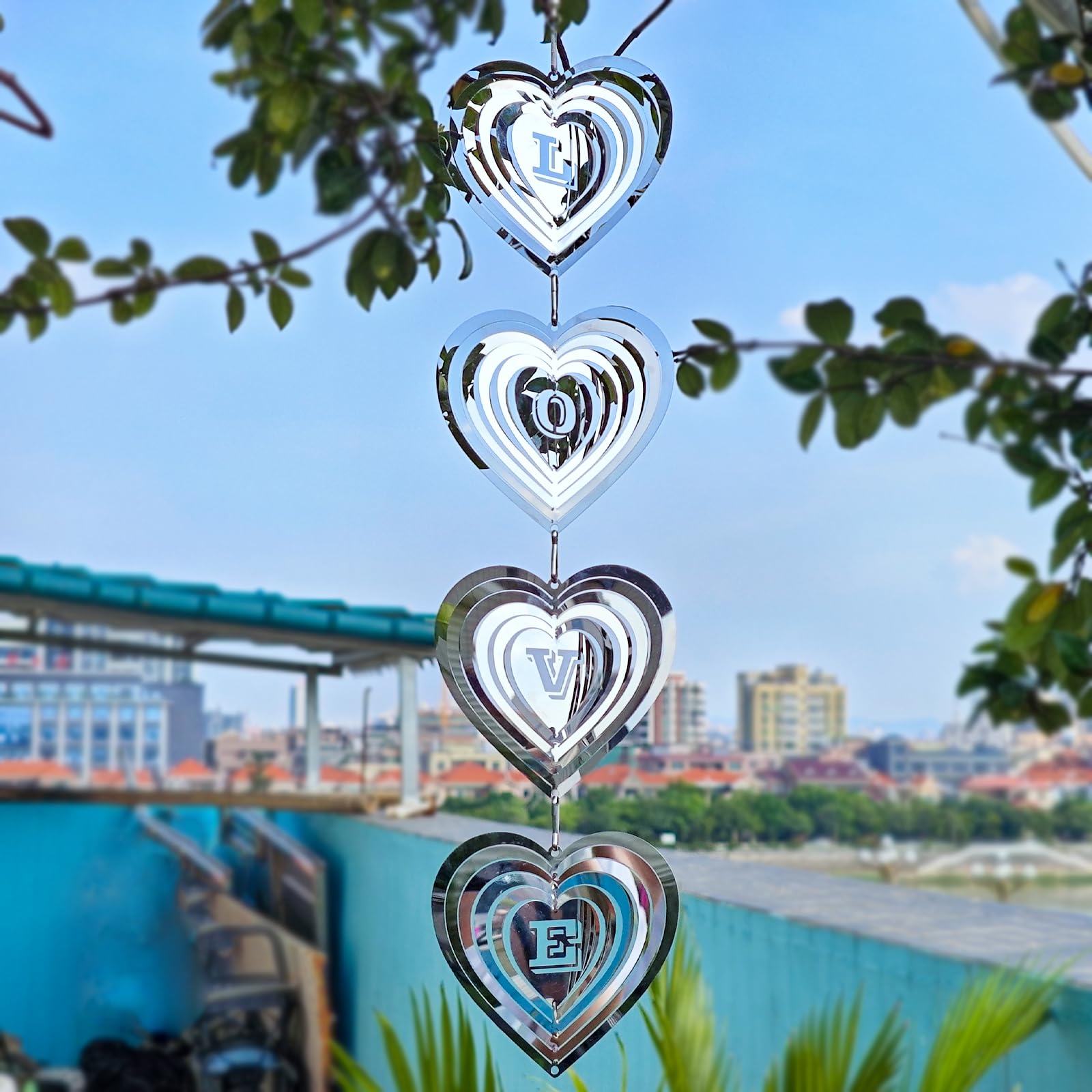 DREARK Windspiel Mit Vogelreflektoren – Doppelseitig Reflektierend, Edelstahl, 49,5 Cm, Für Garten & Balkon