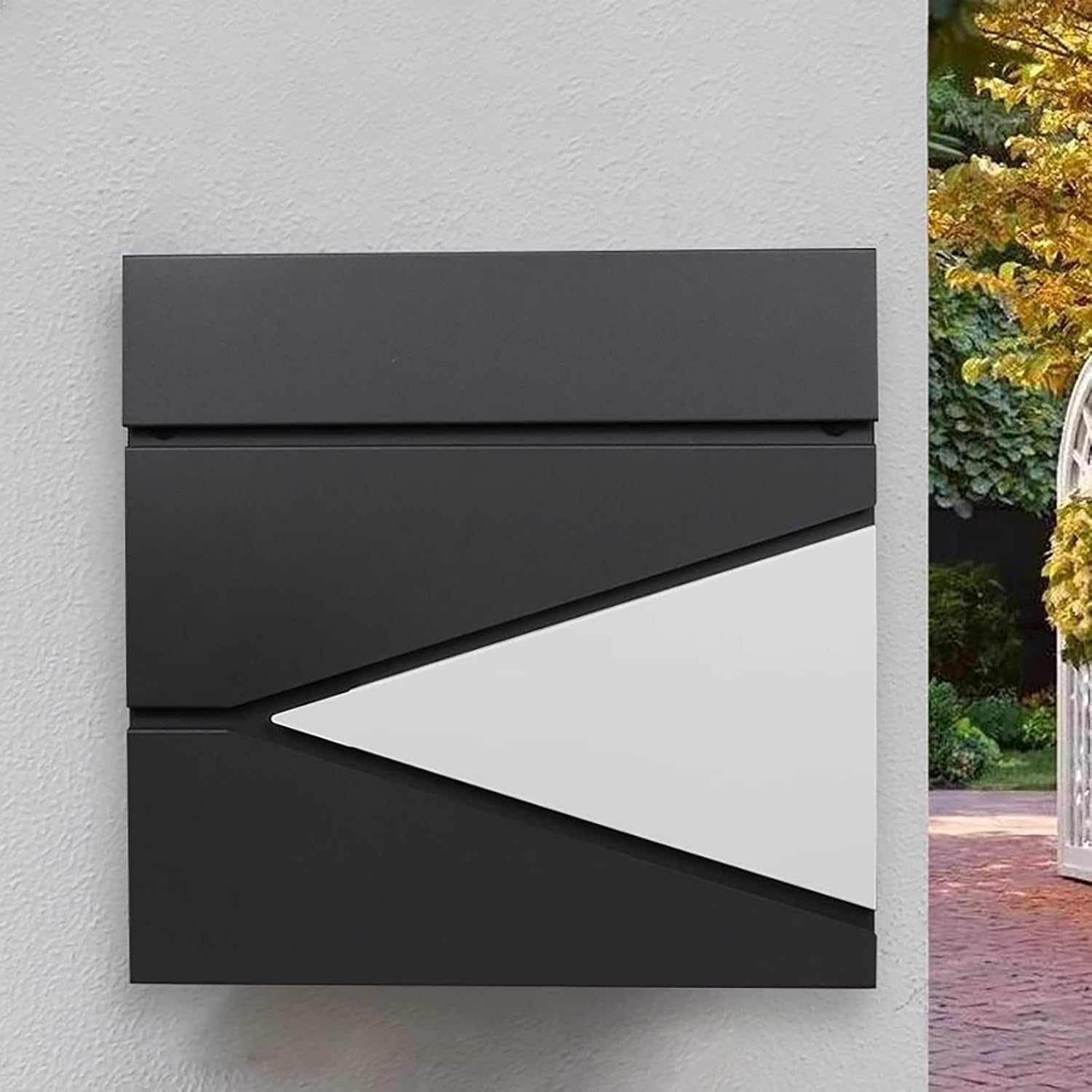 Wall Mount Mailbox, Mailboxes for Outside with Large Capacity, Metal Mailbox with Newspaper Compartment, for Household Outdoor Garden