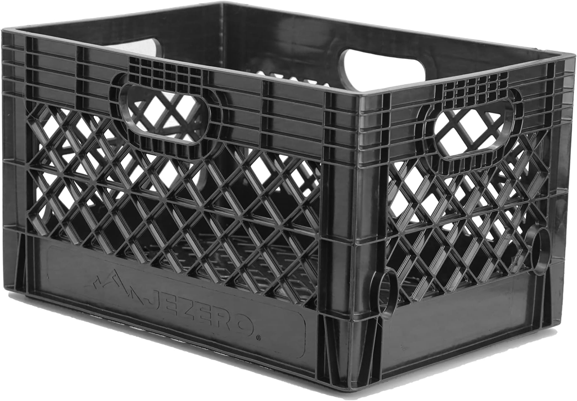 24 Quart Heavy Duty Plastic Crate | Stackable Multi-Purpose Storage Bin for Garage, Home, Office, Groceries, Outdoor, Camping & Kayaking | Black Utility Tote, 19" x 13" x 11"