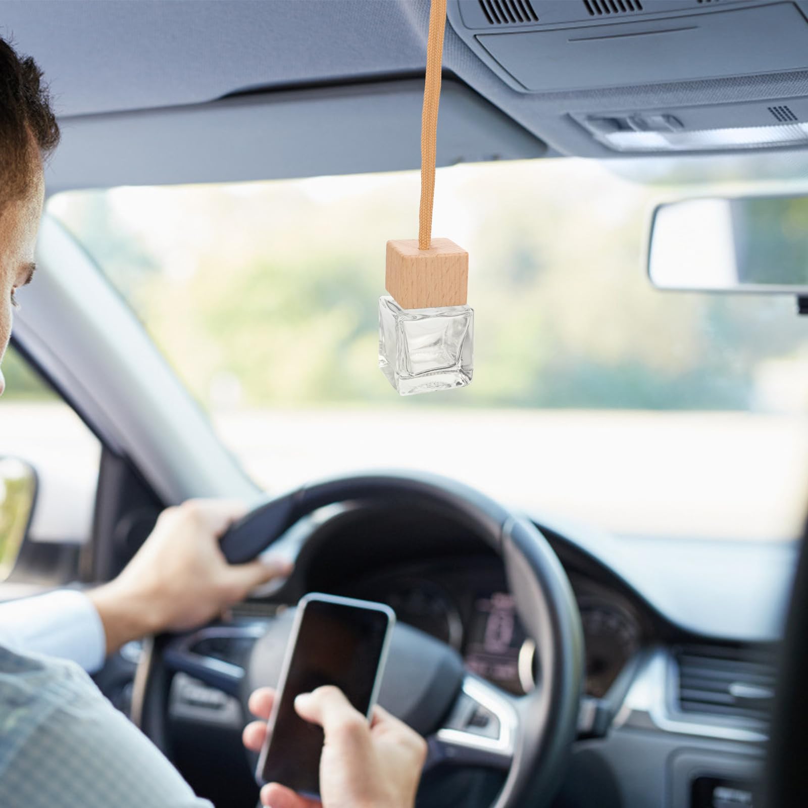 Flacone Diffusore Profumo 10Pezzi Bottiglie di Ricarica 10Ml per Auto Tappi Quadrati e Ciondolo Profumatore per Ambienti Auto