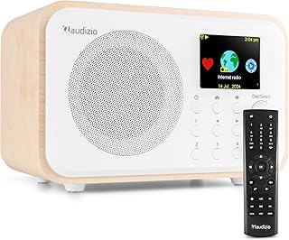 Audizio Vicenza Radio Internet WiFi con Batería, Radio de Cocina, Radio DAB+ y FM, Bluetooth 5.0, Pantalla TFT a Color de 2.4 Pulgadas, Batería de 10 Horas de Duración, Cable de Carga USB - Blanco