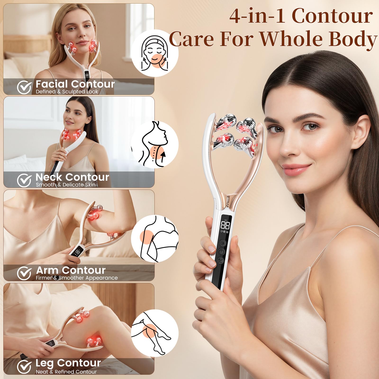 Masseur facial pour le visage et le cou, rouleau électrique pour le visage pour les rides et le levage du drainage lymphatique, réducteur de double menton, outil de massage du visage avec