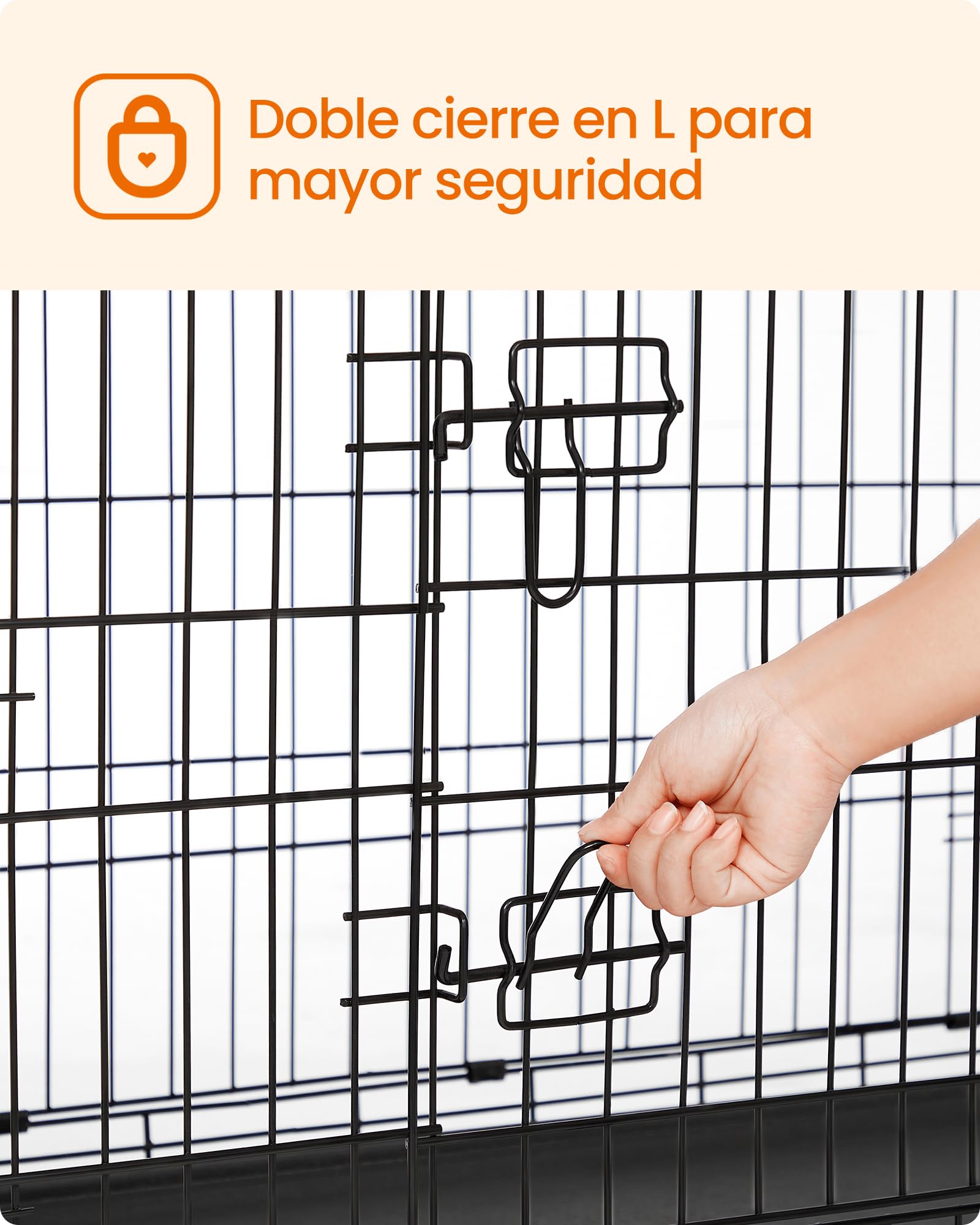 Feandrea - Jaula para perro plegable con 2 puertas, bandeja extraíble, 122 x 74,5 x 80,5 cm, tamaño XXL, negro PPD48H