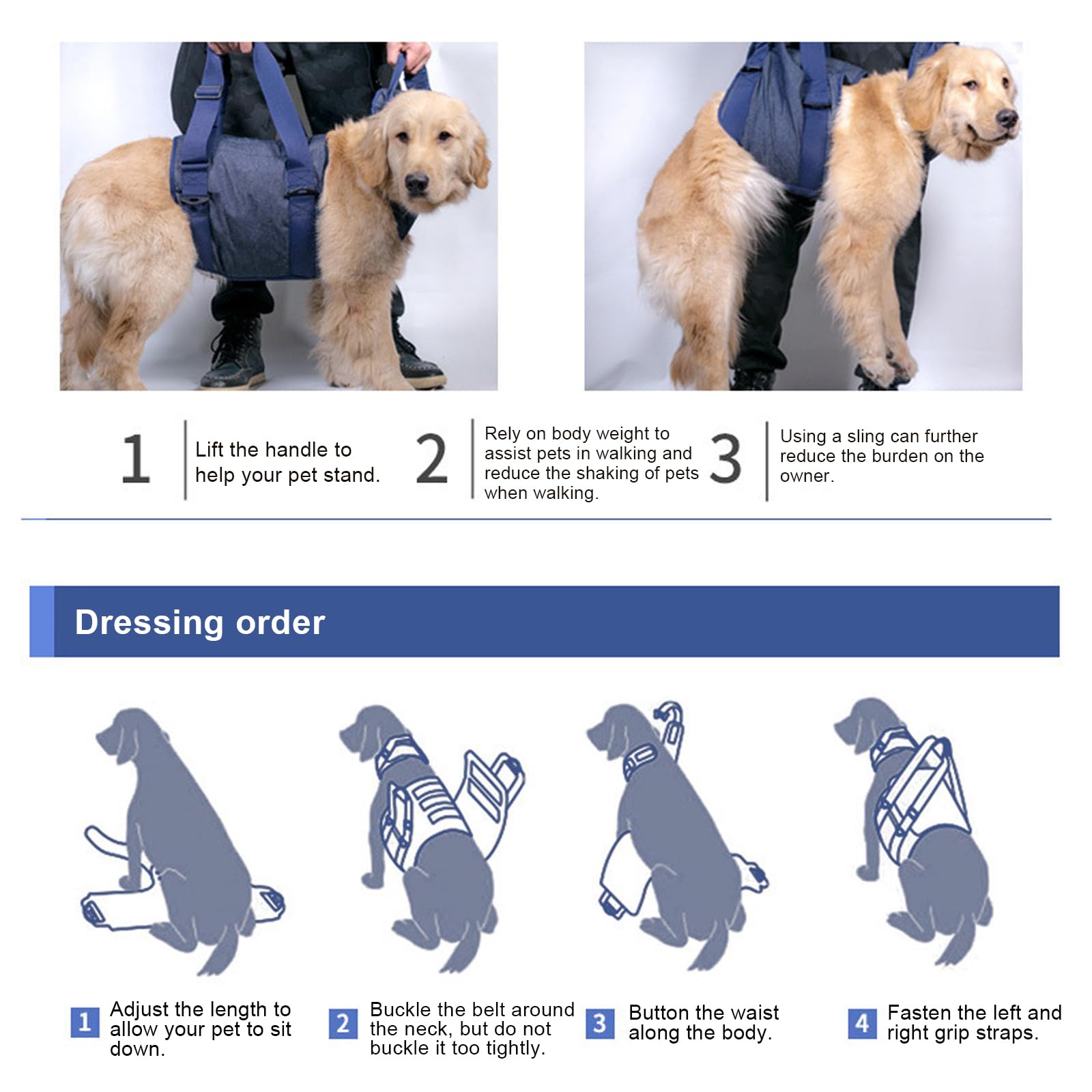 Hondendraagriem - noodrugzak voor honden, revalidatie liftharnas voor