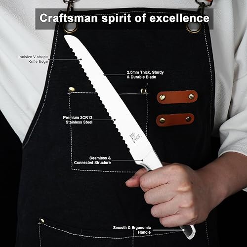 Miniatura 6 de CHUSHIJI Cuchillo de pan,Cuchillo de pan para pan casero,Cuchillo de pan dentado ultraafilado,Cuchillo de pan pequeño utilitario,Cuchillos de pan de