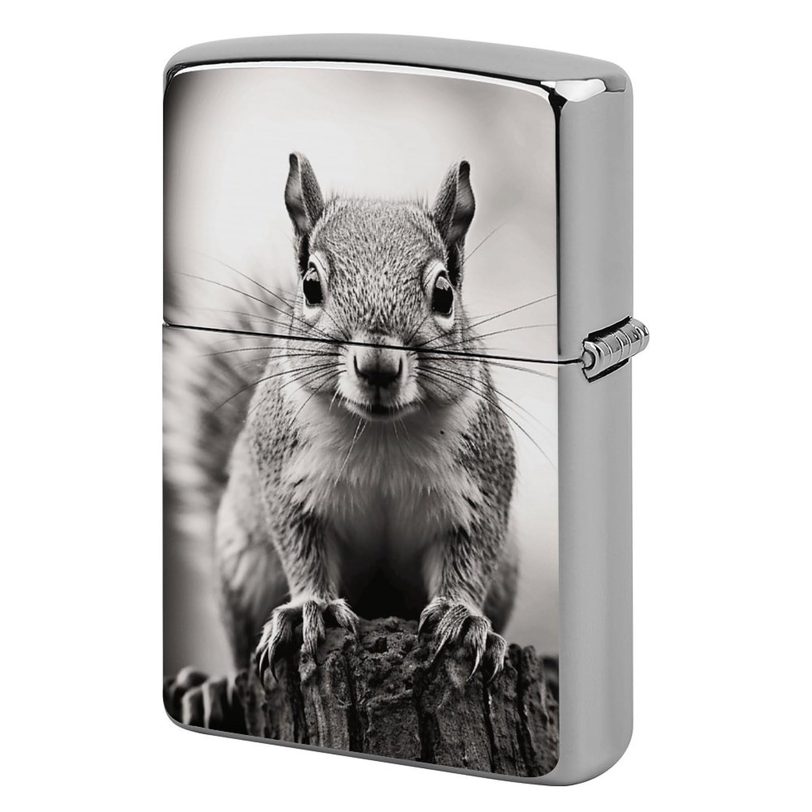 Light Gray Squirrel Lighter Case for Men, Personalized Lighter Cover for Valentine's Day Gifts, Flip-Top Lighters Shell for Outdoor, Portable Lighters Protective Sleeve