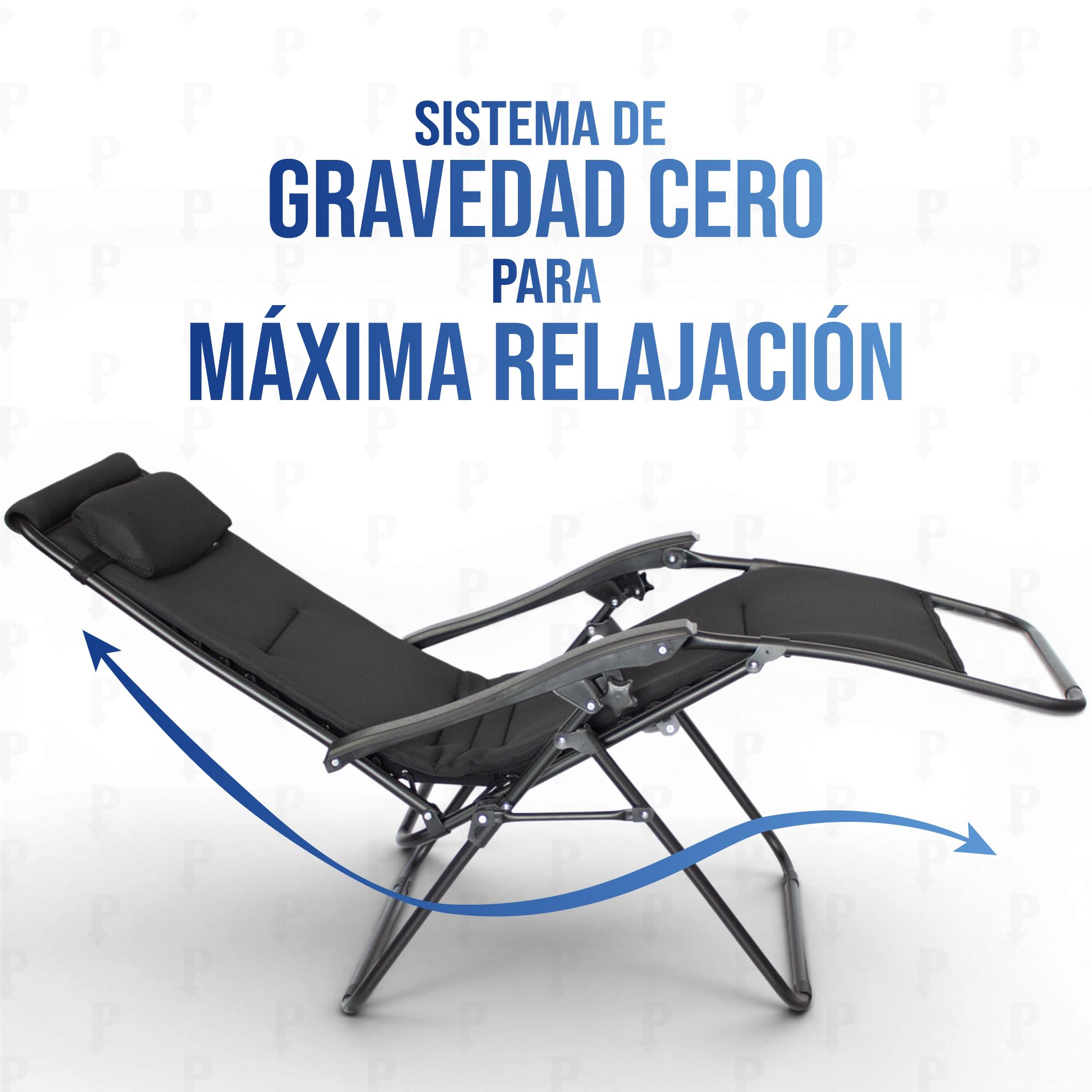Pincho Tumbonas Jardin Exterior, Silla Plegable Camping, Silla Gravedad Cero, Hamaca Plegable con Acolchado 2 cm y Bandeja Extraíble - Acero Ligero, Respaldo Alto, Cojín Cervical, 110 kg