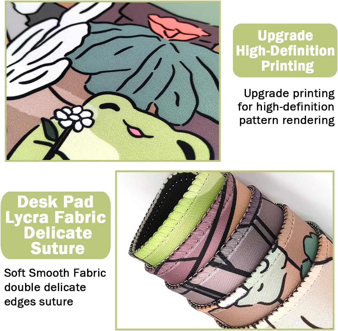 Cute Frog 4 in 1 Large Mouse Pad Set, Kawaii Extended Mouse Pad Set Desk Pad Easy Typing for Typing Office Game 35.4 x15.7 in - Kawaii Frog