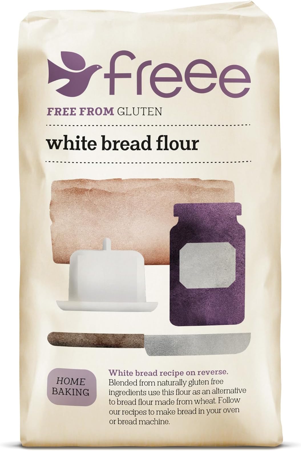 Gluten Free White Bread Flour 2.2 lb (1 kg) | Premium GF Flour Blend for Baking Breads, Sourdoughs, Rolls & Buns | Xanthan Gum | Vegan, Kosher, Halal Certified | Imported from UK