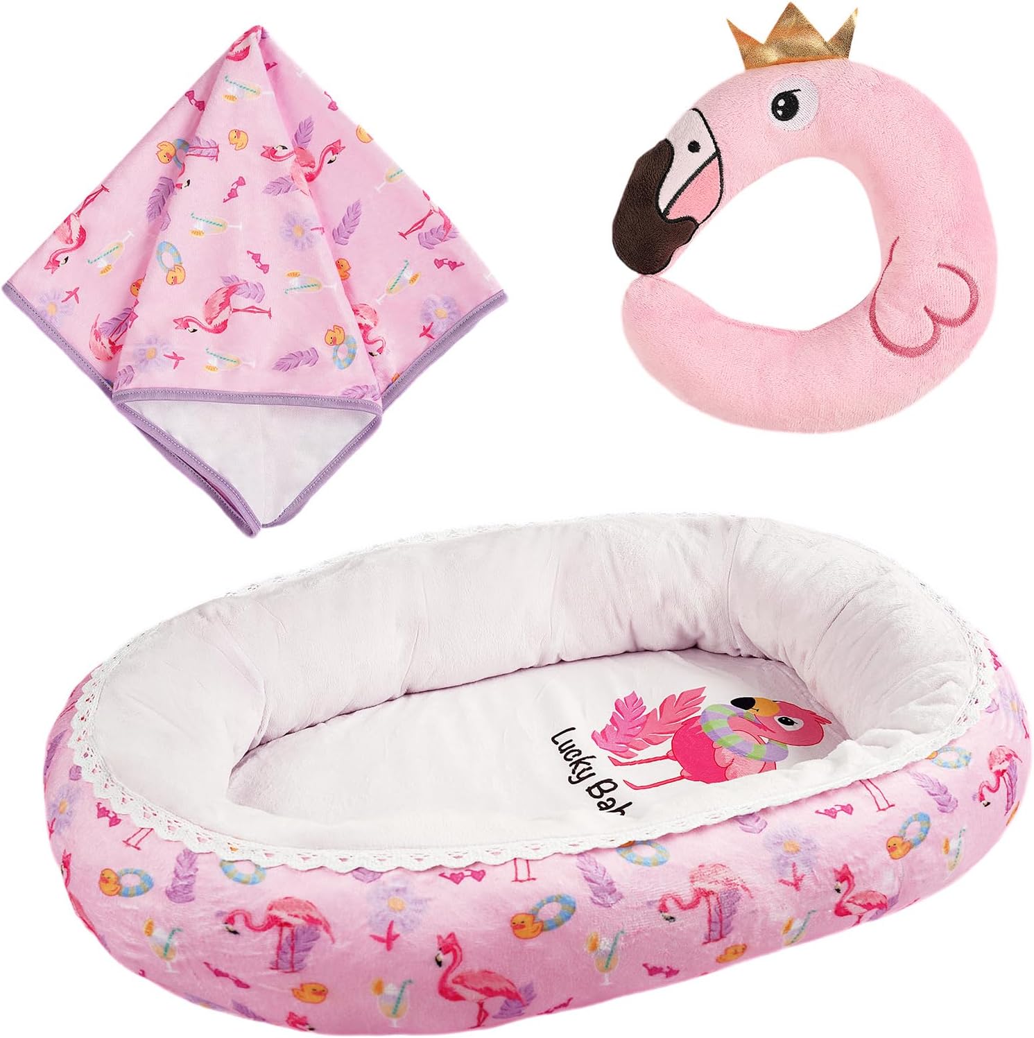 BABESIDE 3 Pcs Reborn Babys Doll Accessories Doll Bassinet Set for 17-22 Inch Baby Dolls, Baby Dolls Bed for 17-22 Inch Realistic Dolls