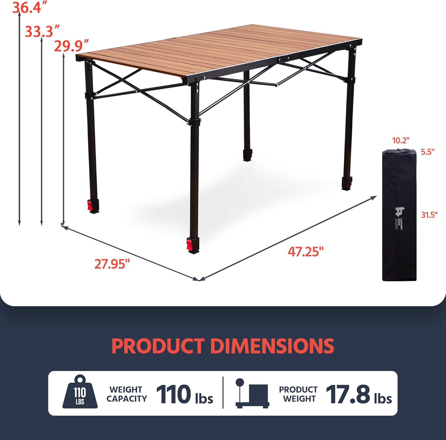 OUTSIDER Folding Camping Table Adjustable Height Foldable Roll-up Aluminum Camp Table Portable Table with Carry Bag - for Outdoor Cooking, Beach, Picnic, BBQ, Travel Style2