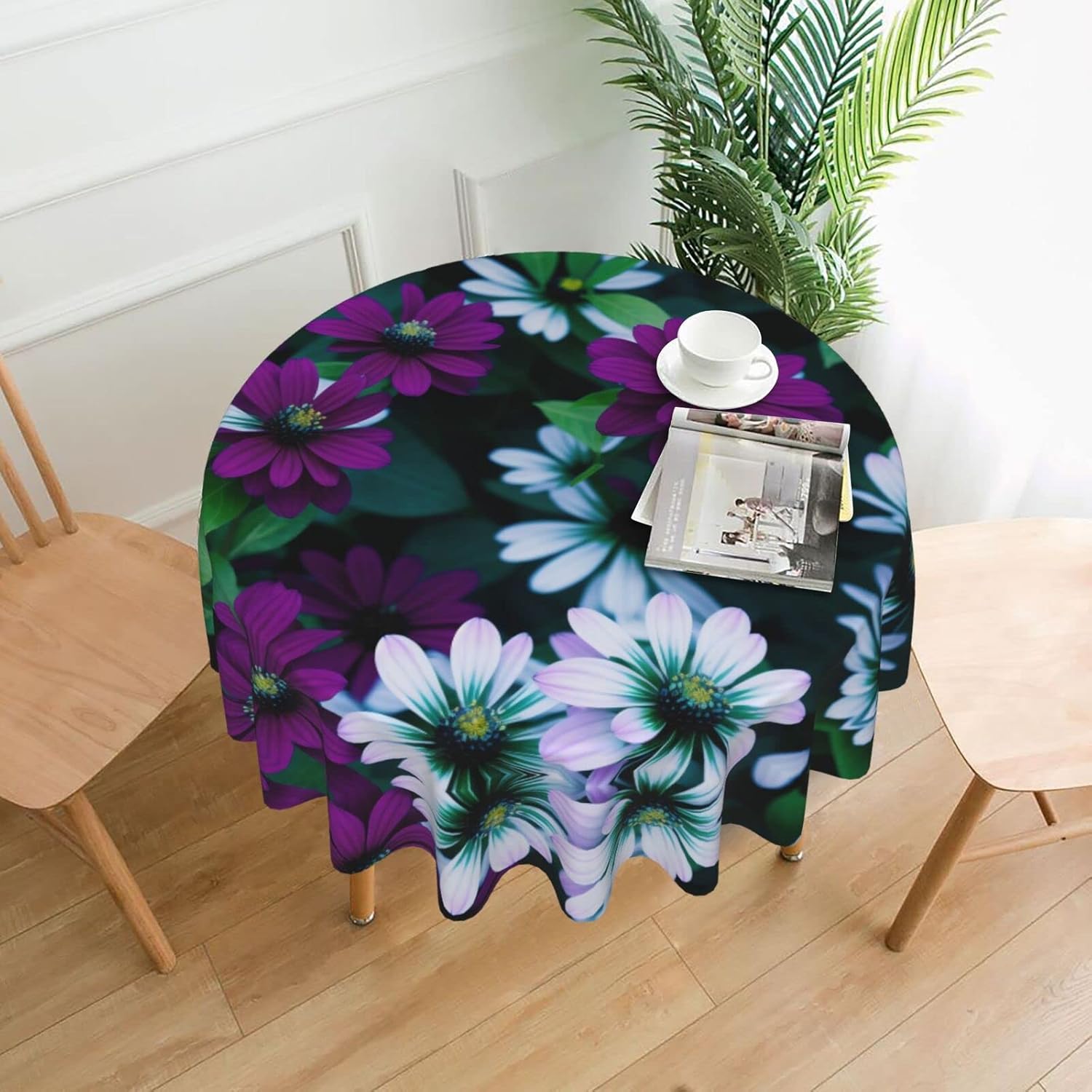 BUULOO Colorful Flowers Table Cloth,Tablecloths for Round Tables 60
