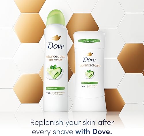 Vista 6 de Dove Advanced Care Anti Deo Stick Cool Essentials Pack de 12 para ayudar a la reparación de la barrera cutánea después del afeitado, control
