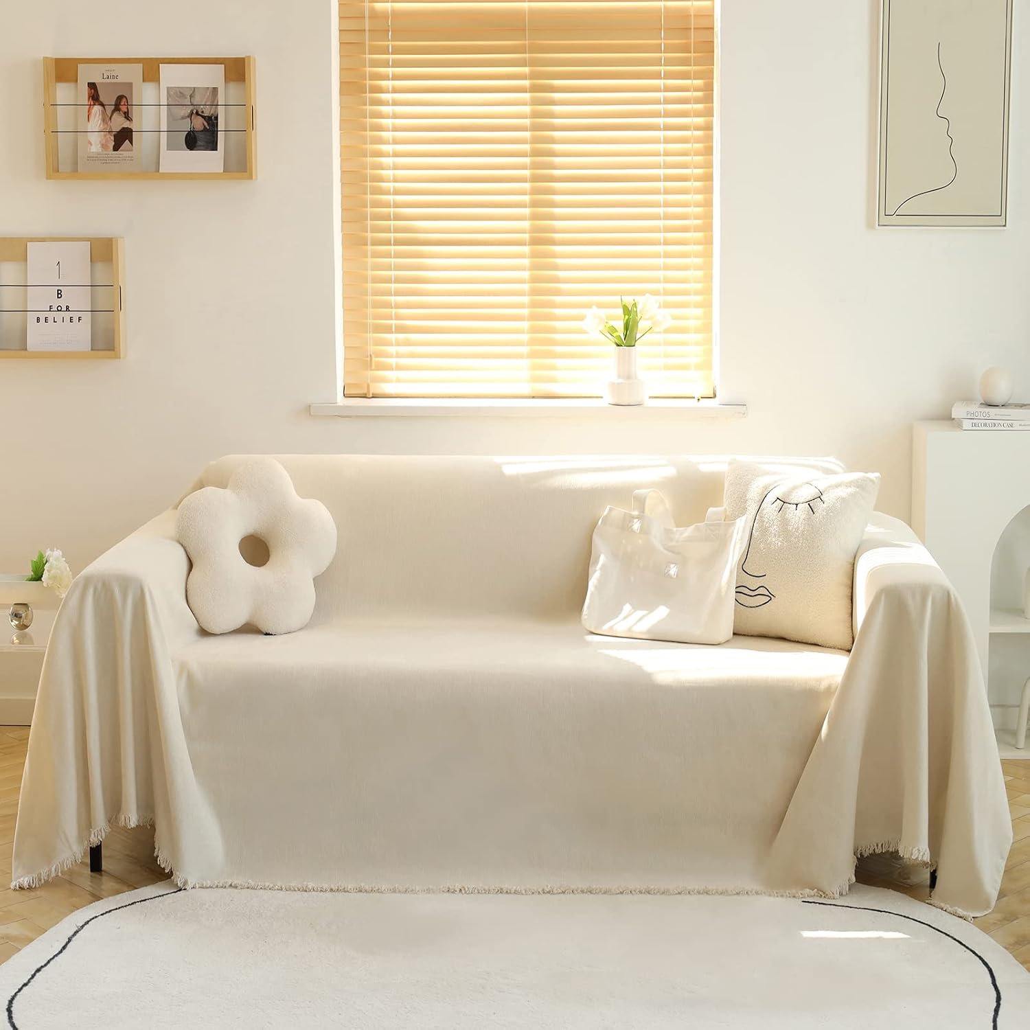 MEETSKY Couch Cover Sofa Covers for 3 Cushion Couch Sofa Slipcovers Thick Chenille