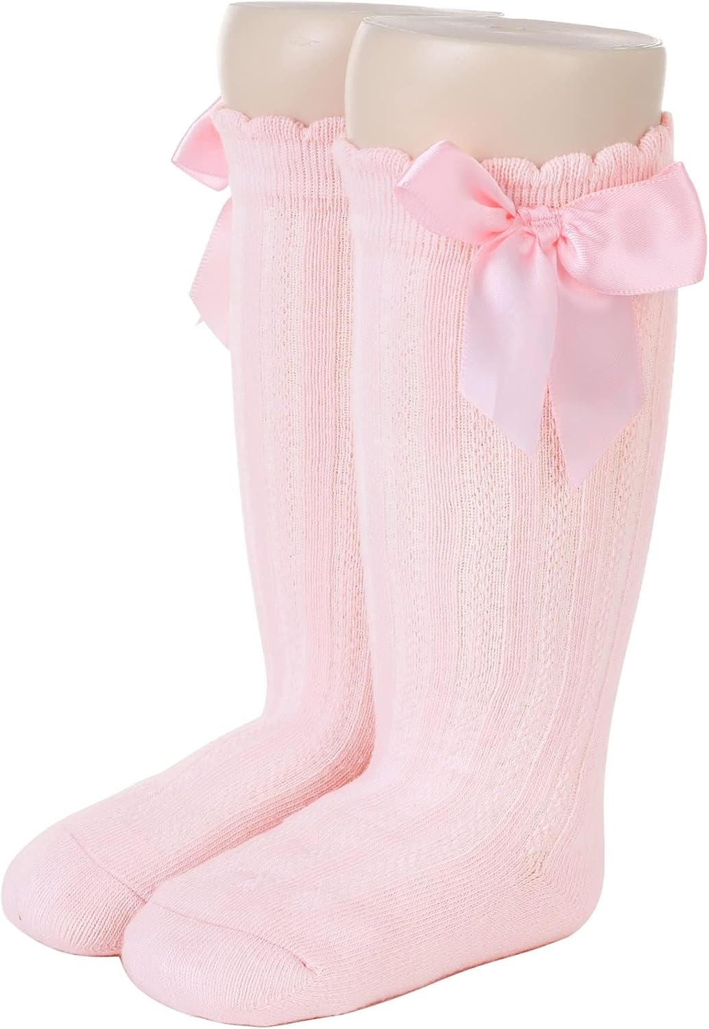 Century Star Baby Girls Bow Knee High Socks Toddlers Ruffled Tube Socks Infant Long Stockings