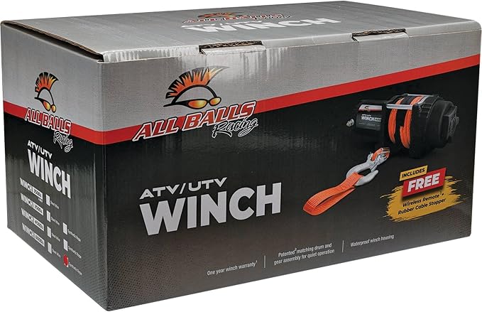 All Balls Racing 431-01027 6000 LB Expedition 4 Bolt Winch w/Synthetic Rope miniatura 6