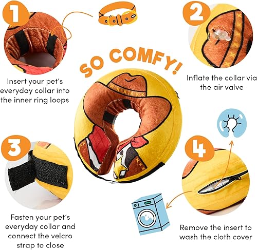 Miniatura 7 de BENCMATE Collar inflable protector para perros y gatos, collar suave de recuperación de mascotas que no bloquea la visión, collar electrónico (L,