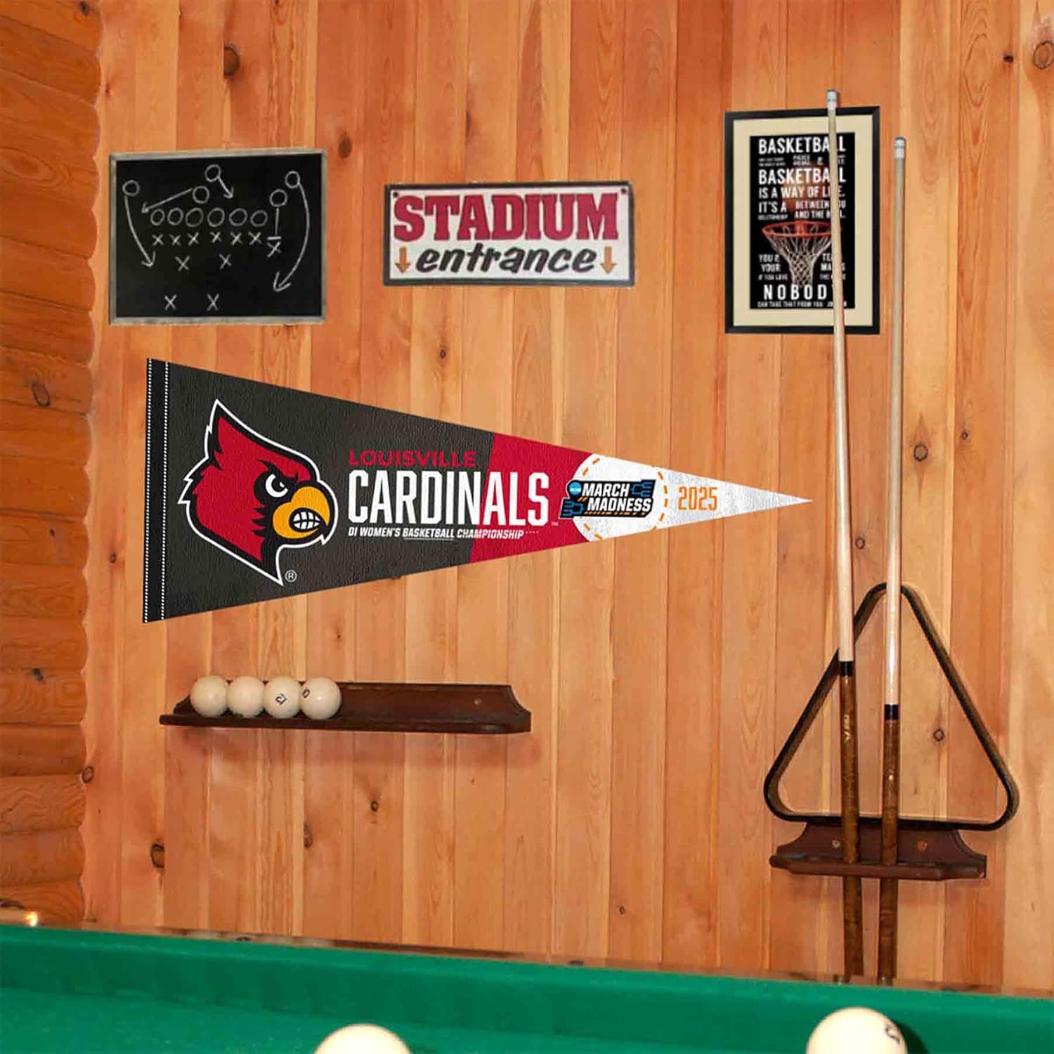 College Flags & Banners Co. Louisville Cardinals 2025 Women's March Basketball Madness Pennant Flag