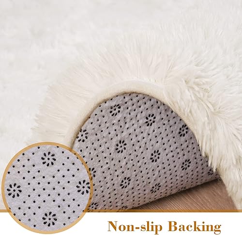 Miniatura 49 de Alfombra esponjosa para dormitorio, alfombra negra de 4 x 6 pies para sala de estar, dormitorio, alfombra peluda para niños, alfombra de felpa suave