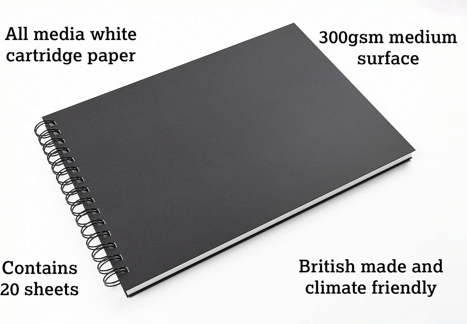 Artgecko Splashy Sketchbook A4 Landscape 40 Pages (20 Sheets) 300gsm