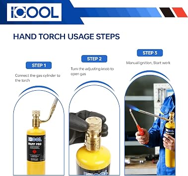 ICOOL Single Flame Hand Torch, Maximum Temperature 3600F, Propane MAPP Gas Torch for Welding Brazing Plumbing HVAC
