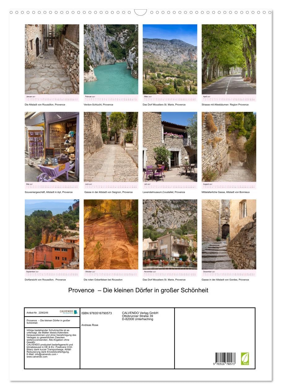 Provence – Die kleinen Dörfer in großer Schönheit (Wandkalender 2027 DIN A2 hoch), CALVENDO Monatskalender: Zwischen Lavendelfeldern, Olivenhainen und ... Charme unter südlicher Sonne. (CALVENDO Orte)