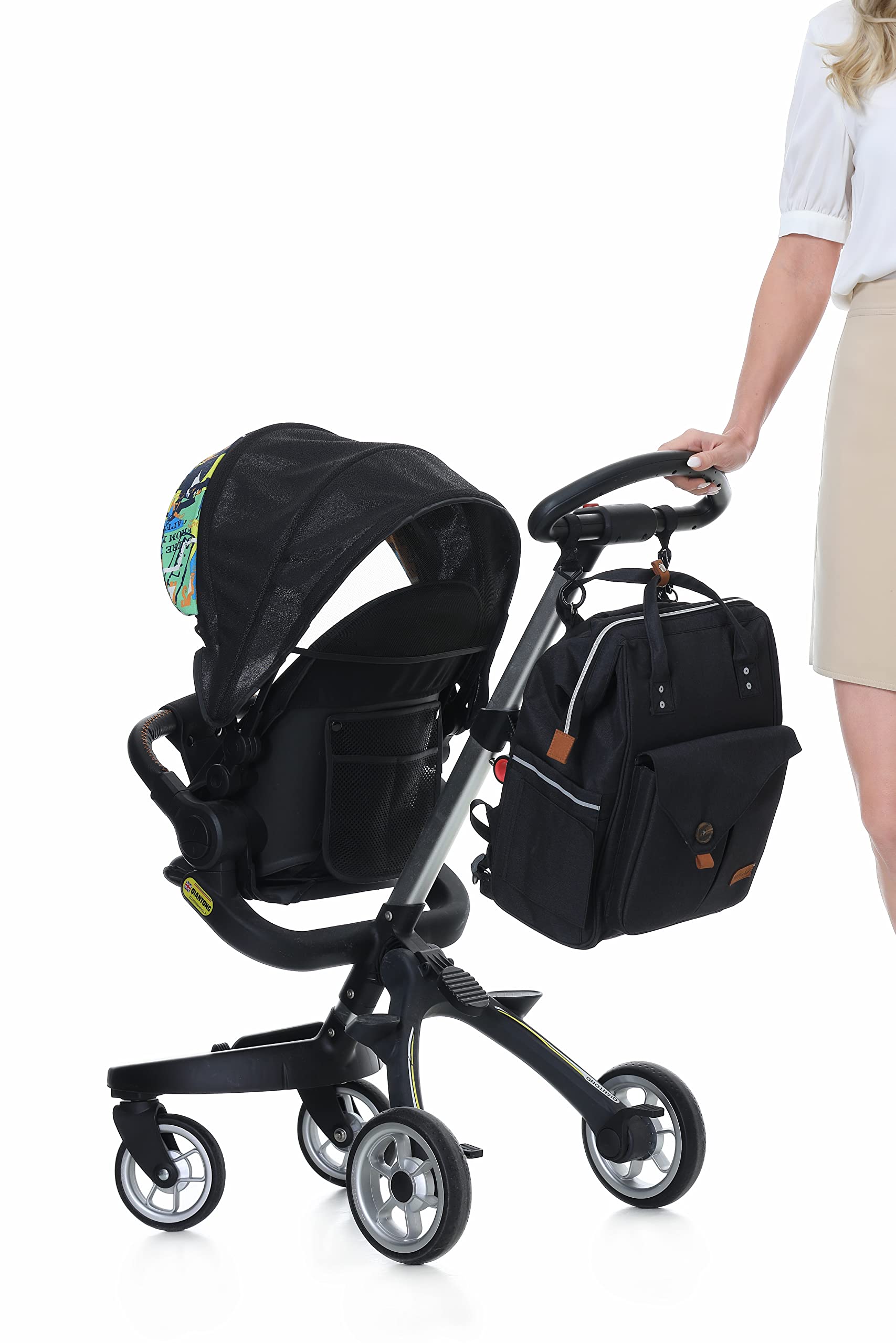 NEOtech Care Sac à dos à langer pour bébé garçon ou fille, avec sangles à poussette/Organisateur couches, biberons et accessoires nouveau-né (Noir)
