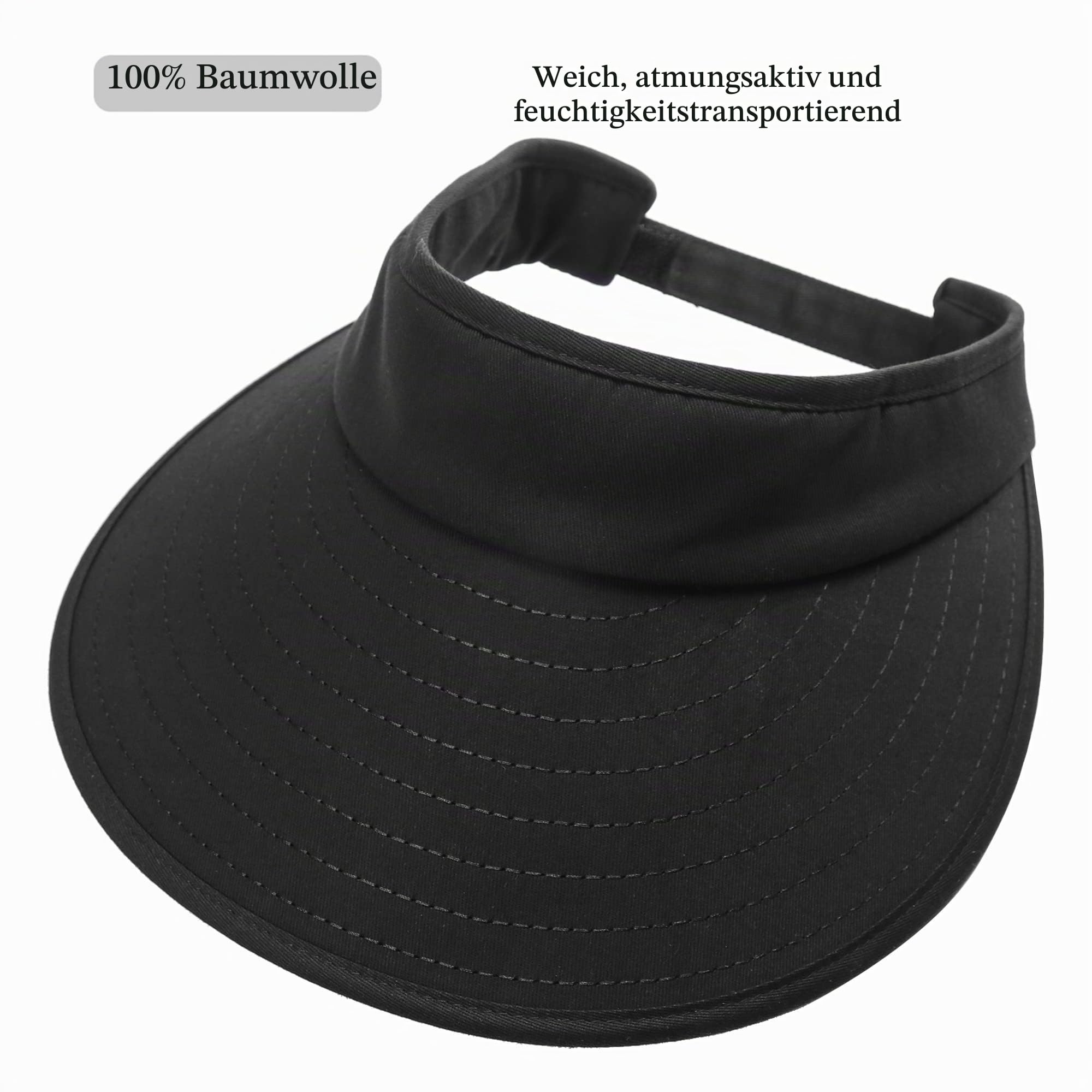Sonnenblende für Damen, große Krempe, UV-Schutz, Strandkappe