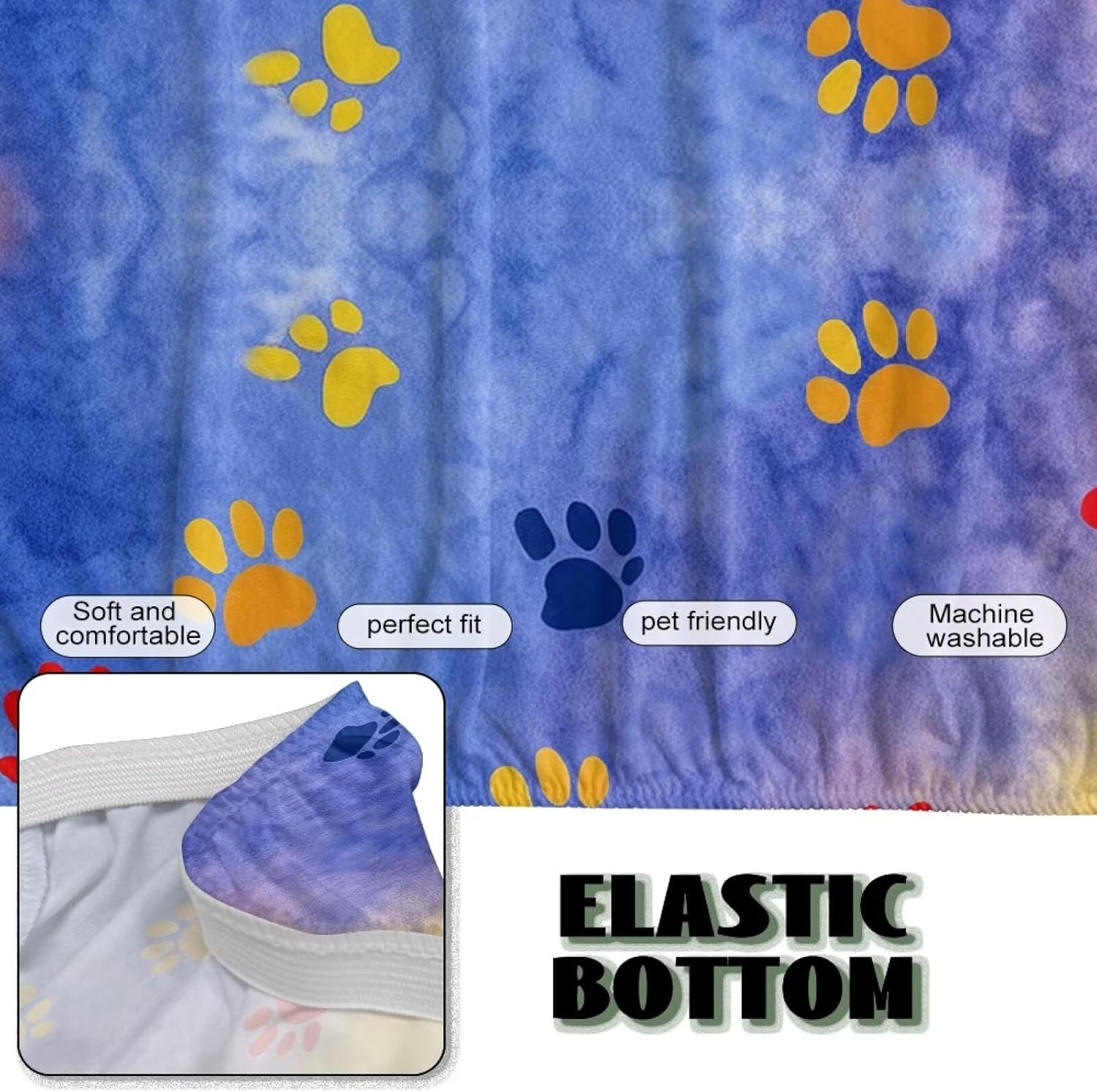 Dog Paw Tie Dye Pattern Armless Futon Sofa Slipcover, Stretchable Couch Cover Comfortable Armless Sofa Chair Covers with Elastic Edges