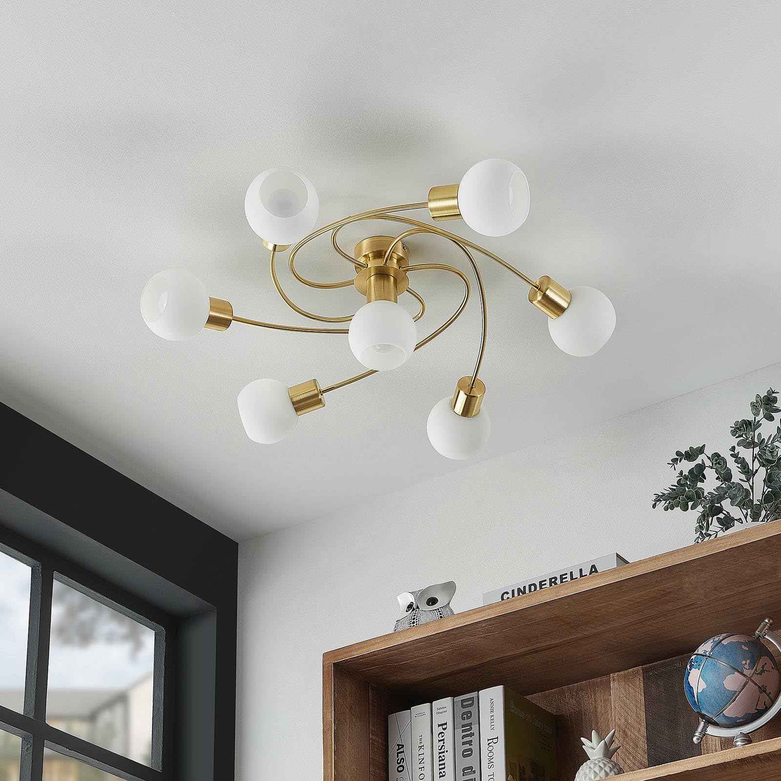 Lindby Deckenlampe Glas Metall, Deckenstrahler Deckenleuchte 7x E14 max. 40W ohne Leuchtmittel Lampe Wohnzimmer Schlafzimmer Flurlampe
