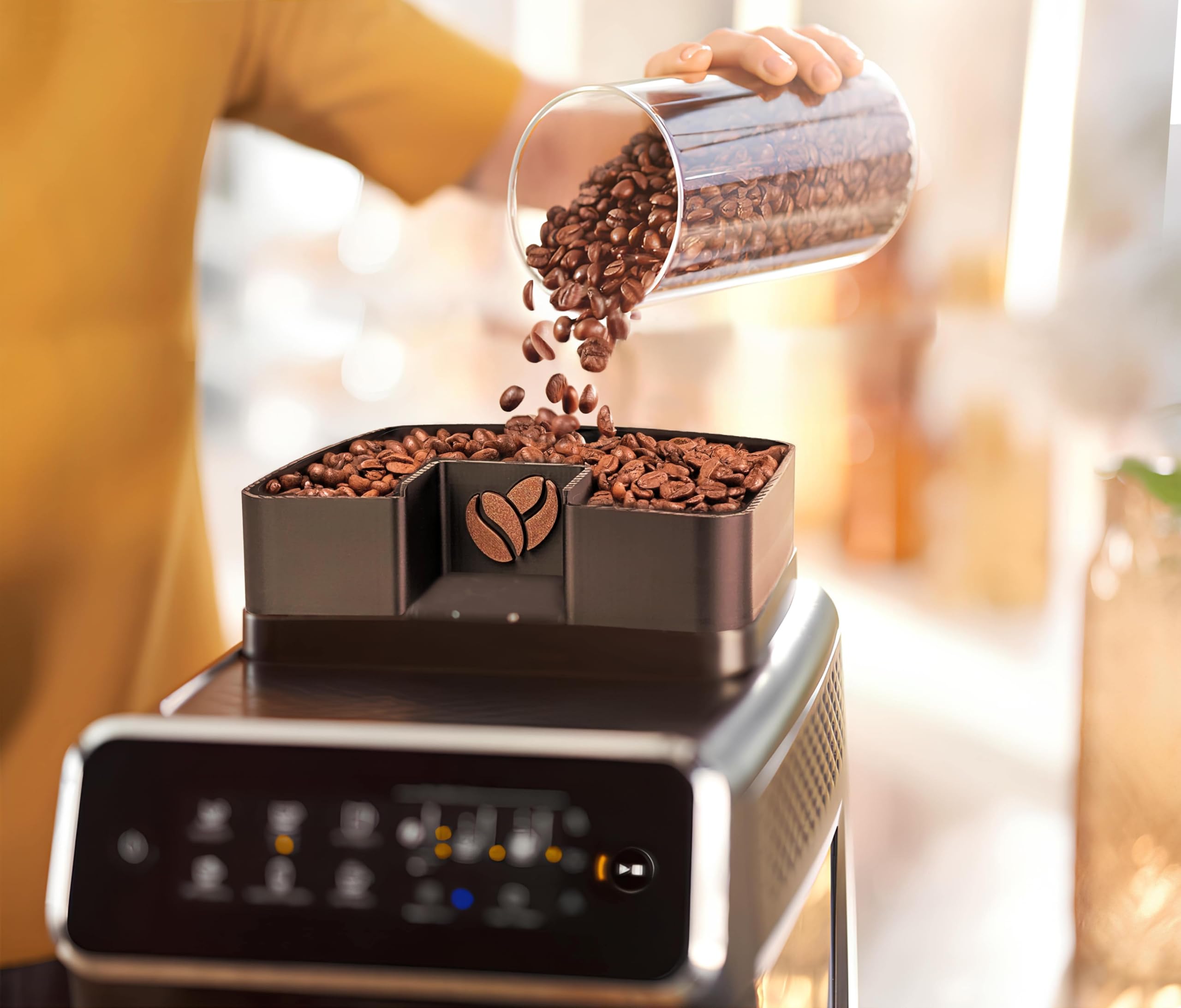 Estensione per Chicchi di Caffè per Macchine Superautomatiche compatibile con Philips LatteGo - Espansore Tramoggia per Caffè Espresso compatibile con Philips 800 1200 2200 3200 4300 5400