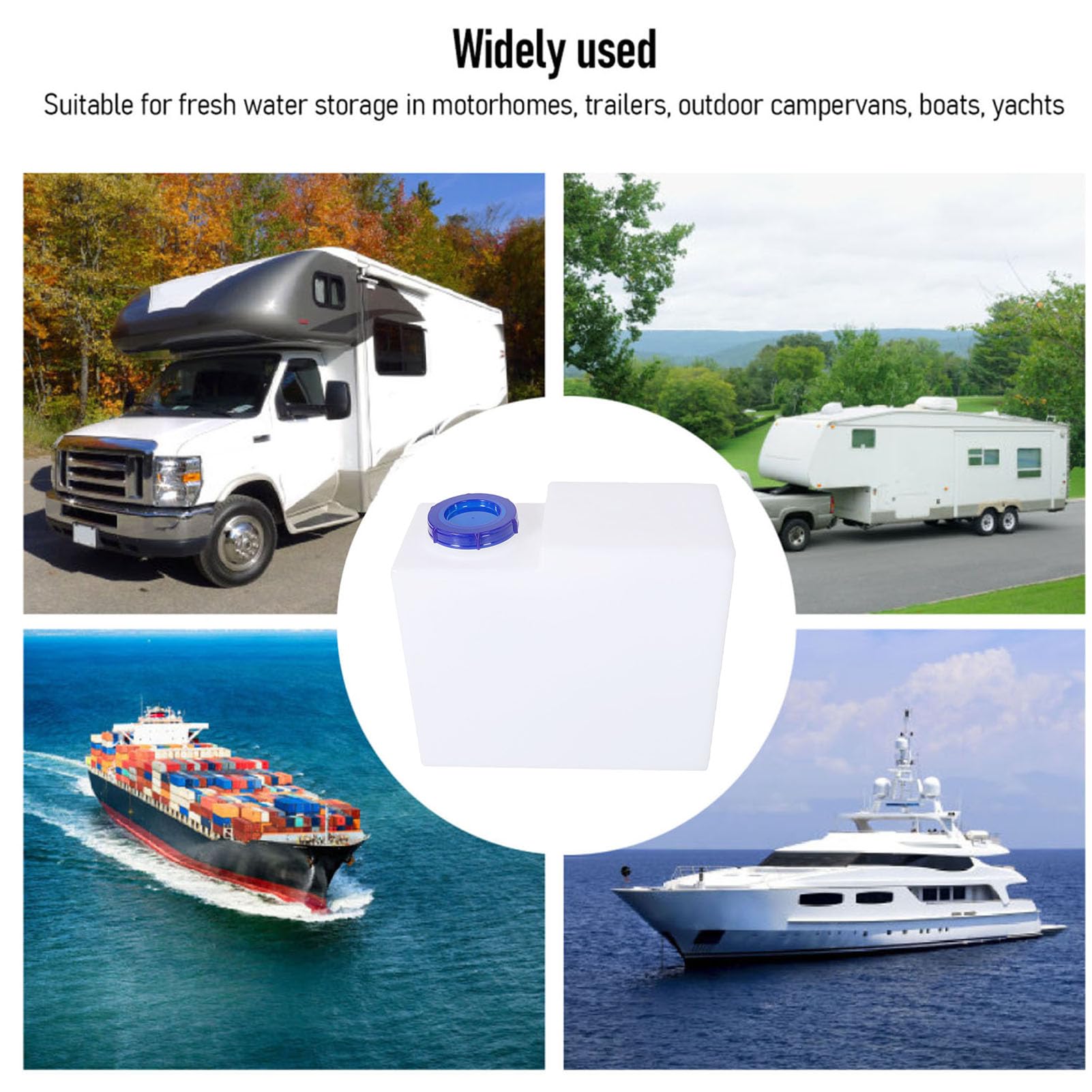 CHICIRIS Wohnmobil-Wassertank, Lebensmittelechter LLDPE-Trinkwasserspeichertank 9,5 Gallonen, Nahtloser, Auslaufsicherer Quadratischer Behälter für den Einsatz auf Wohnmobil-Anhängern,