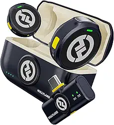 Hollyland Lark M2 Microfone Lapela Sem Fio, Compatível com Android, IPhone 15, Cancelamento de Ruído Inteligente, Transmissão Sem Fio de 300M, 30 H Duração de Bateria, Ideal para Vlog-Preto