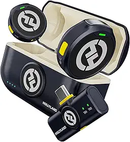 Hollyland Lark M2 Microfone Lapela Sem Fio, Compatível com Android, IPhone 15, Cancelamento de Ruído Inteligente, Transmissão Sem Fio de 300M, 30 H Duração de Bateria, Ideal para Vlog-Preto
