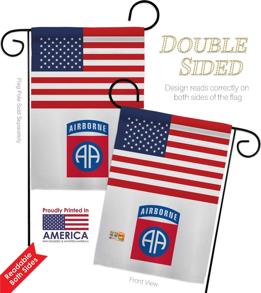 US 82nd Airborne Garden Flag Set Wall Holder Armed Forces Army Rangers United State American Military Veteran Retire Official Small Gift Yard House Banner Double-Sided Made In USA 13 X 18.5